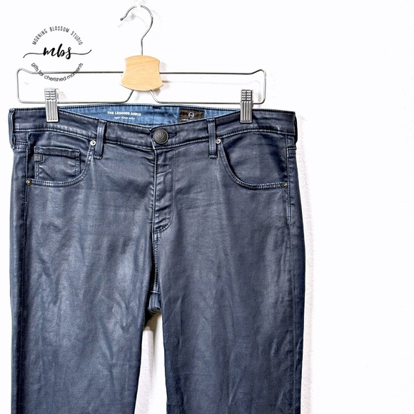 AG The Legging Ankle Sateen Coated Skinny Jeans Minimalist Black Women 32 - Picture 2 of 9